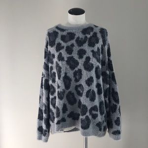 Oversized Eyelash cheetah print sweater